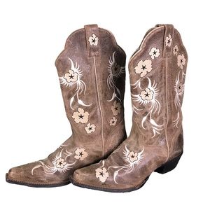 J.B. Dillon Brown Floral Cowboy Boots